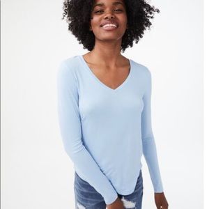 Aerie blue perfect vneck longsleeve top